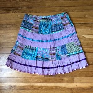Purple Patchwork Crinkle Boho Gypsy Skirt